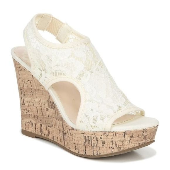Fergalicious Shoes - Fergalicious NWOB Kailyn Cream Slingback Lace Wedge Sandals Size 8.5